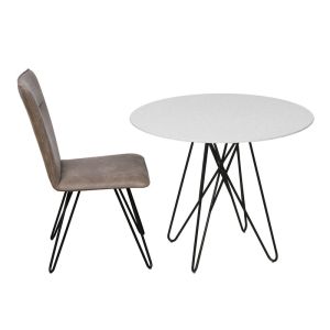 Diameter 900mm Ceramic Round Dining Table With Fixed Type And Iron Base