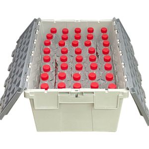 Wholesale Solid Box Nesting Crates Attached Lid PP Logistic Transport Plastic for Recyclable 56L from china suppliers
