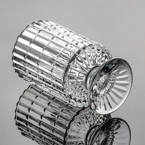 Transparent Shaped Glass Vases Machine Pressed 7.15 Inch Height Table Lamp Style