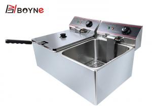 China 6.5kw Commercial Kitchen Cooking Equipment 2 Tank 11L Stainless Steel Deep Fryer on sale