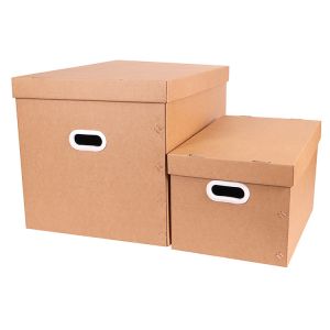 Heavy Duty Moving Kit Extra Thick Kraft Storage Boxes With Lids Built In Handles For Easy Transport