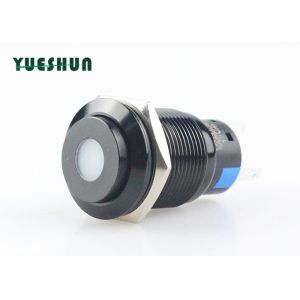19mm Metal Push Button Switch , Dot LED 12V Illuminated Push Button Switch