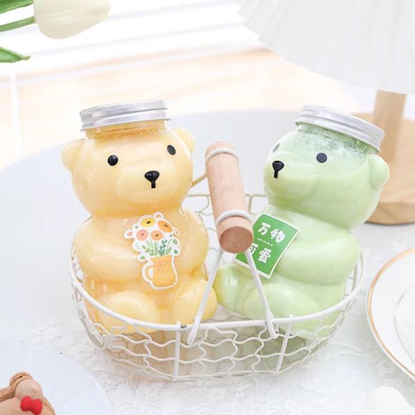 Shipping Cost Pet Base Material Creative Bear Shape Plastic Bubble Bottle with Aluminum Caps
