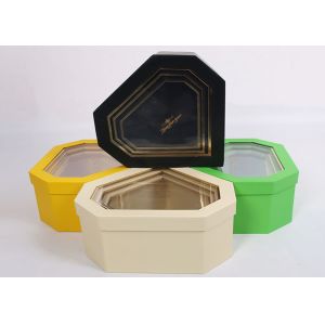 Diamond Shaped Nested Stackable Cardboard Boxes With Clear PET Window