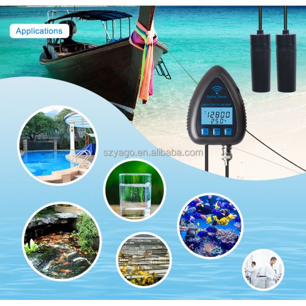 5 in 1 Digital PH Meter with 0.00-14.00pH Range and 0-19900US/CM EC Range Water Quality Tester