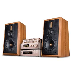 100W Passive Wood Bookshelf Speakers Three Way With 6.5 Inch Woofer