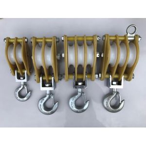 Aluminum Steel Wire Pulling Pulley Insulated Hoisting Tackle With Nylon Sheave