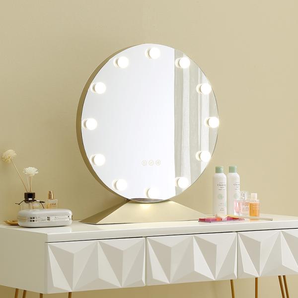 Silver Finishing Makeup Mirror With LED Light Luxury Gold Customizable