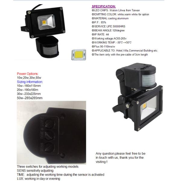 Customized WaterProof 20Watts PIR(Passive InfraRed) Motion Sensor LED FloodLight