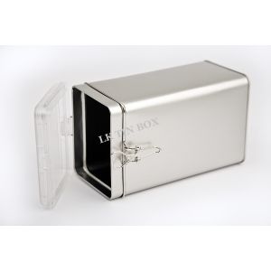 Silver Sandblasting Rectangular Coffee Tea Tin Containers With Plastic Lid