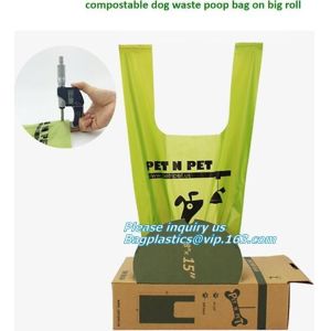 Customized Compostable Green Dog Poop Bag, biodegradable and compostable zero
