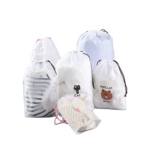 PE EVA Frosted Poly Drawstring Bags , Waterproof Small Plastic Drawstring Bags