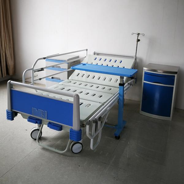 2-Function Manual Hospital Bed With Full-Length Iron Side Rails, IV Pole,