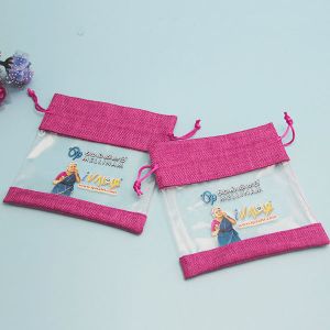 Christmas Gift Screen Printing Logo Recycled Jute Drawstring Bag