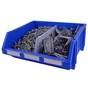 Space-Saving Workshop Storage Stackable Shelf Bin with Divider and Solid Box