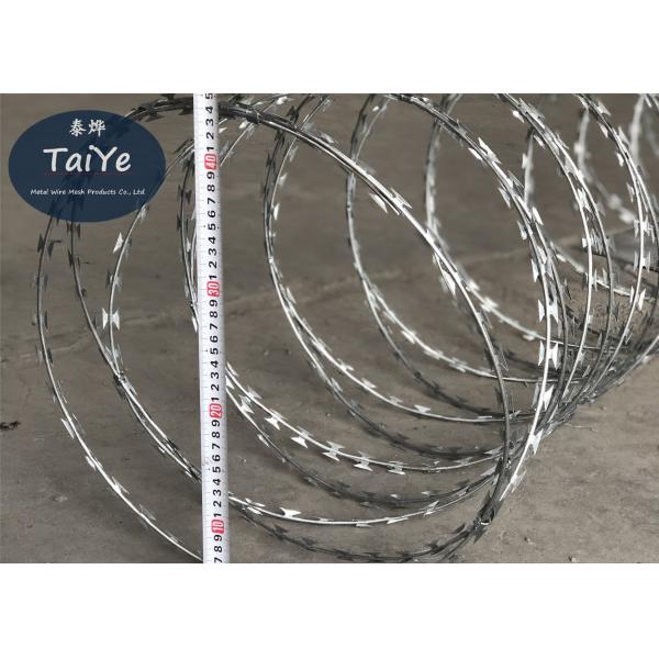 Heavy Galvanized Razor Blade Fencing Coil Diameter 450mm Military Razor Barbed