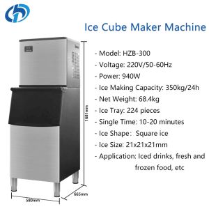 English Operating Language Ice Cube Block Making Machine 350kg Automatic