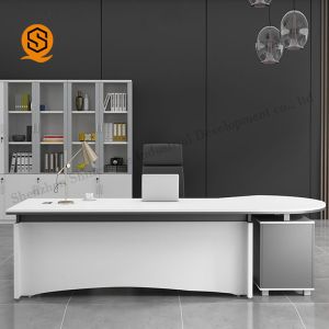 Artificial Stone Office Boss Table No Bubbles With Seamless Joint