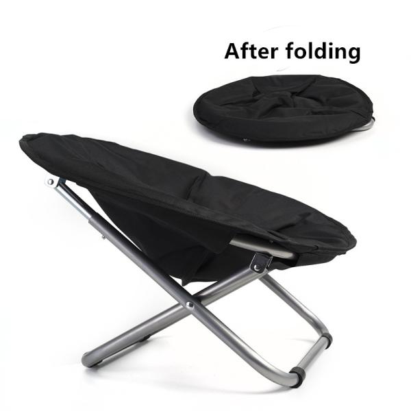 Folding Black Elevated Dog Bed Chair Portable Round Elevated Cat Bed Waterproof Puppy Papasan Chair Pet
