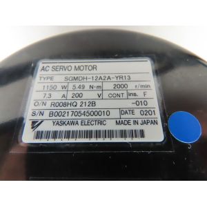 Yaskawa SGMDH-12A2A-YR13 AC SERVO MOTOR 7.3A 1150W 2000RPM NEW