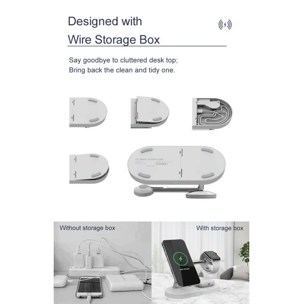 4 in 1 Quick Wireless Charger Compatible with Smart Phone and USB-A Output Interface