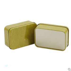 Large Printed Metal Rectangular Tin Cans With Bottom Rolled In Edge