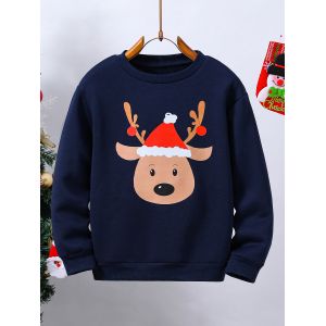 Kid Pullover Long Sleeves Hoodies With Ribbed Cuffs And Kangaroo Pocket