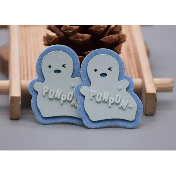 White Microfiber Customized Printed Label Thick Plate Silicone Logo For Clothing