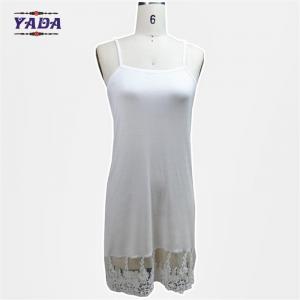 China Fashion casual spaghetti strap girls lace slip mature women 100% cotton white dress in cheap price on sale