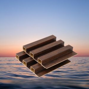 Modern Simplicity Damask WPC Laminated Fluted Flat Wall Panel for Indoor