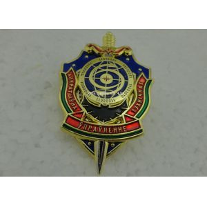 Hard Enamel Army Badges , Die Struck Zinc Alloy 3D Police Badge With Transparent