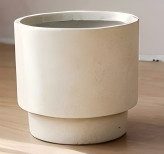 Light Beige Two-layer Structure Round Fiber Clay Outdoor Planter Architectural