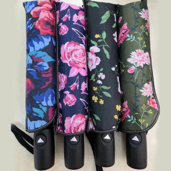 Three-folding Umbrella Semi Automatic Open and Close Unique Design Three-fold Pattern