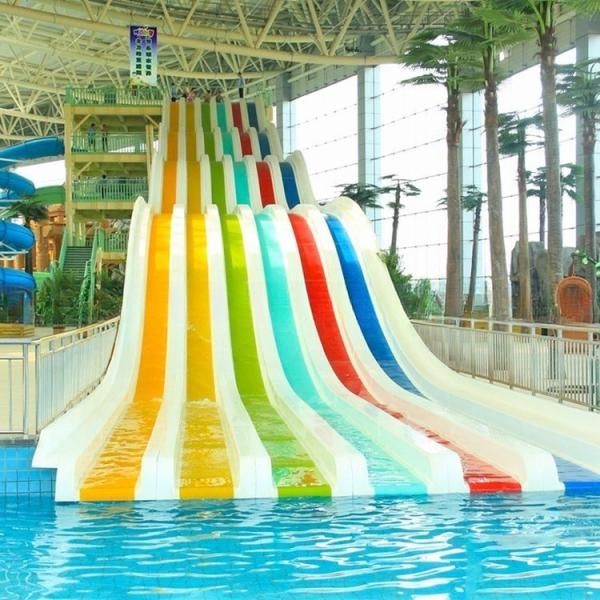 Multi Lane Rainbow Water Slide Fiberglass Customized Size 180 Guests/Hr