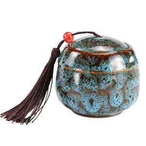 Round Pet Cremation Urns for Ashes Storage Box Hand-made Ceramic Sealed Jars for