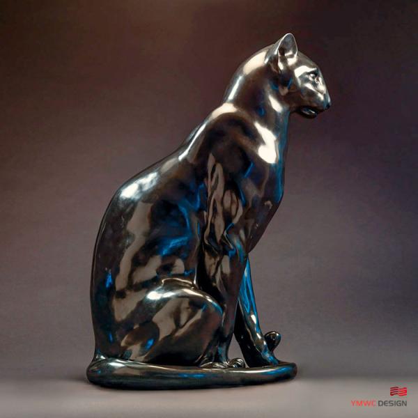 Art Decoration Life-Size Bronze Panther Sculpture with Polished Finish in Custom Color