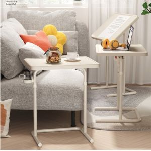 Waterproof Sit Stand Desk for Home Office Workstation in White Wooden Design