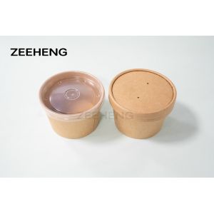 Double PE Coating 8OZ Biodegradable Soup Bowls With Lids