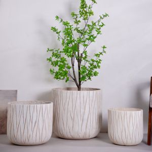 Handmade Glazed Fiber Clay Planter Pot Minimalist Indoor Desktop Design Cylinder