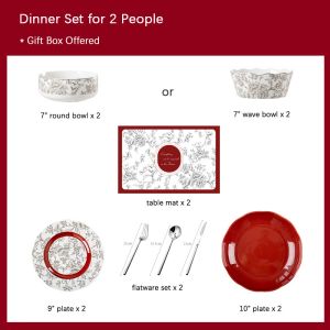 Full Porcelain Christmas Tableware Chinese Year Ceramic Tableware Plant Pattern