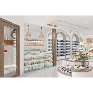 05-YMJYS Maternity And Baby Shop Display With Raw Wood Minimalist Style