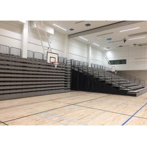 Audience Retractable / Telescopic Retractable Gymnasium Bleachers With Black End