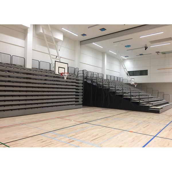 Audience Retractable / Telescopic Retractable Gymnasium Bleachers With Black End