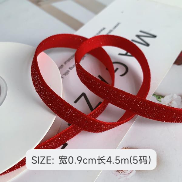 Shinny Glitter Velvet Ribbon 6mm-38mm Deep Red Velvet Ribbon Soft