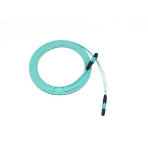 3.0mm LSZH Jacket 12 Core OM3 MPO Cable Aqua Color For 40/100G Connectivity