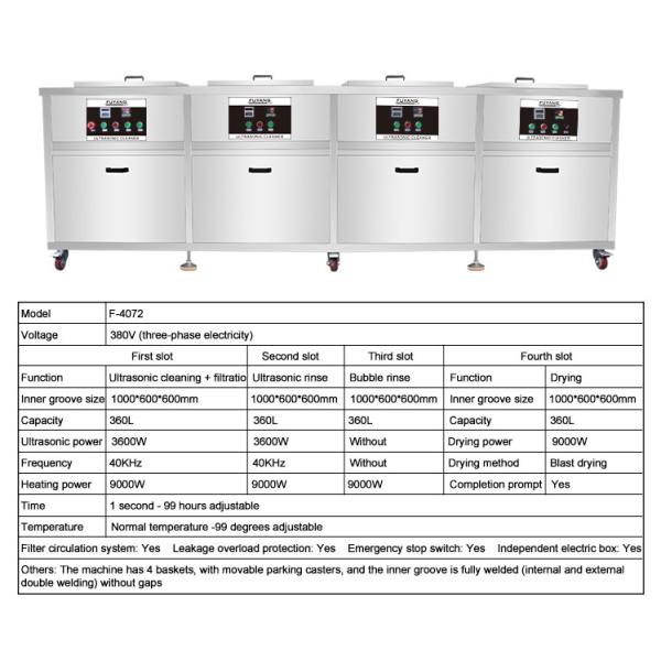 360L Automotive engine parts ultrasonic cleaner Four Tank 40KHz