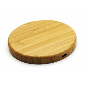 Wireless Charging Round Shape Power Bank Maple Wooden Bamboo Material