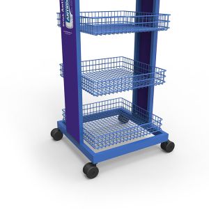 Demountable Water Bottle Display Rack Beverage Display Stand With Casters