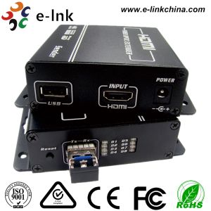1080P HDMI KVM Ethernet Over Fiber Extender Real Time Transmission 2 Years