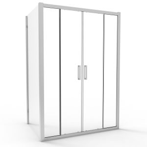 Stainless Steel, Mirrorlight Color, Double Sliding Door With Side Panel